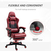 Gaming Chair with Swivel Wheel, Computer Chair with PU Leather, Retractable Footrest, Racing Gaming Chair, Red