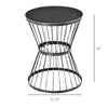 16" Steel Patio End Table, Side Table with Hourglass Design, Accent Table for Outdoor and Indoor Use, Black