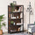 Modern 4 Tier Bookshelf Bookcase Utility Storage Shelf Organizer for Home Study Office with Display Rack  Black/Walnut