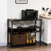 Industrial Wine Rack with 11-Bottles Holder, Free Standing Wine Shelf with Glass Holders for Home Bar, Kitchen, Dark Brown