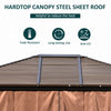 10' x12' Hardtop Gazebo with Aluminum Frame, Permanent Metal Roof Gazebo Canopy with 2 Hooks, Curtains and Netting for Garden, Brown
