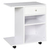 Printer Table Desk  Rolling Cart Stand with Wheels  Adjustable Shelf  Drawer and CPU Stand  White