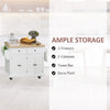 Rolling Kitchen Island Cart on Wheels with Rubber Wood Top, Spice Rack, Towel Rack & Drawers for Dining Room, White