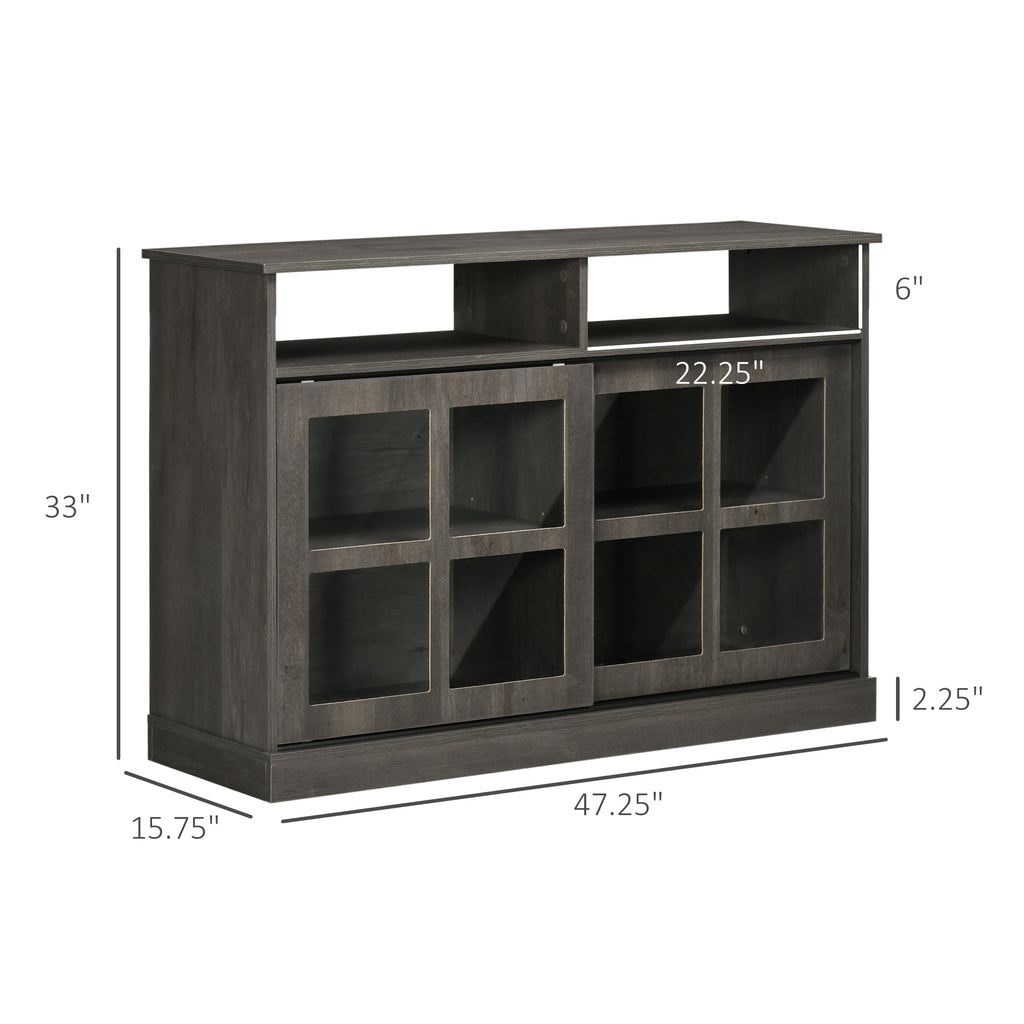 Modern Sideboard with Shelves, Buffet Cabinet with Storage Cabinets, Adjustable Shelf, Sliding Doors for Living Room, Kitchen, Dark Grey