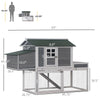 63" Wooden Chicken Coop Hen House Poultry Cage for Outdoor Backyard with Raised Garden Bed, Run Area, Nesting Box and Removable Tray, Grey