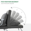 Single Person Folding 5 Position Convertible Sofa Bed Folding Sleeper Chair Chaise Lounge Couch w/Pillow & Steel Frame, Dark Grey