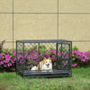 Heavy Duty Dog Cage Metal Kennel and Crate Dog Playpen with Lockable Wheels, Slide-out Tray, Food Bowl and Double Doors