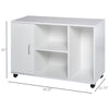 Wood Rolling File Cabinet Storage Organizer with 3 Large Open Shelves and Door Cabinet Door for Easy Storage and Mobility, White