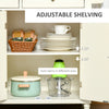 Kitchen Storage Island on Wheels, Rolling Kitchen Island Cart with 3-Tier Shelf, Cabinet with Adjustable Shelving and Towel Rack, White