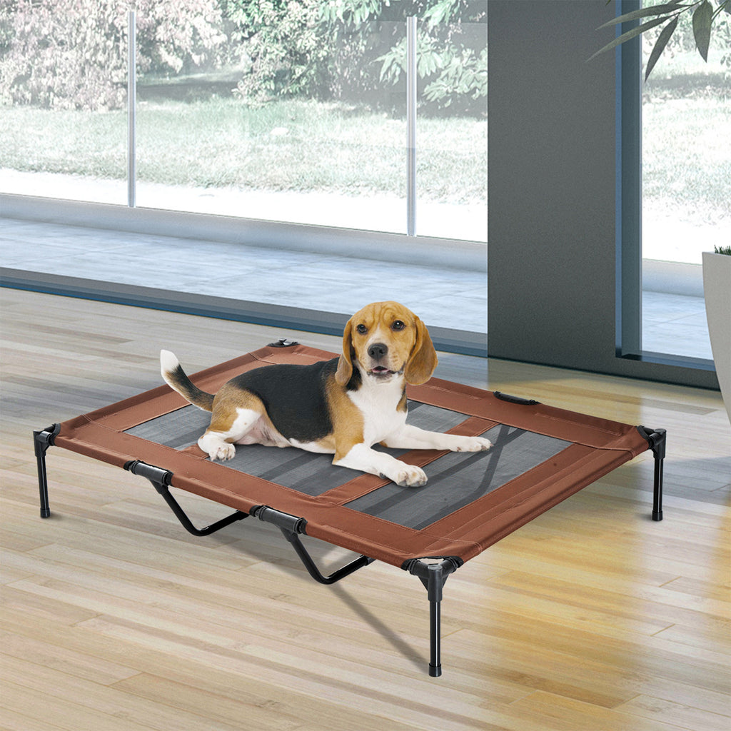 48" x 36" Elevated Breathable Dog Bed Portable Pet Cot w/ Carry Bag Metal Frame Breathable Mesh Indoor and Outdoor Tan