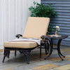Outdoor Foldable Lounge Chair and Side Table Set with Adjustable Backrest and Wheels, Aluminum Chaise Lounger Sun Lounger for Yard, Beige