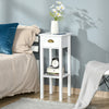 2-Tier Side Table with Drawer, Narrow End Table for Space Saving, Slim Nightstand with Shelf Metal Knob for Living Room Hallway, White