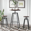 3 Piece Industrial Adjustable Dining Table Set, Bar Height Bistro Table and Swivel Pub Stools for Small Space