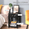 X Frame Design Wood End Table / Nightstand with Storage Drawer - Black