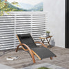Outdoor Chaise Wood Lounge Chair with Pillow, Armrests, Breathable Sling Mesh and Comfortable Curved Design for Patio, Deck, and Poolside