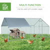 Galvanized Large Metal Chicken Coop Cage 2 Rooms Walk-in Enclosure Poultry Hen Run House Playpen Rabbit Hutch UV & Water Resistant Cover for Outdoor Backyard 9.8' x 13.1' x 6.4'