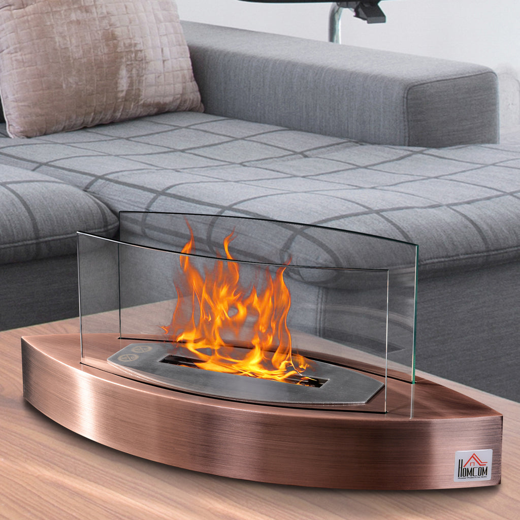 Ethanol Fireplace, 23.5" Tabletop 0.15 Gallon Stainless Steel 215 Sq. Ft., Burns up to 2 Hours, Bronze