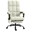 Vibration Massage Office Chair, Reclining Computer Chair with USB Port, Remote Control, Side Pocket and Footrest, Cream White
