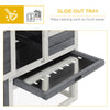 48" Wooden Rabbit Hutch Bunny Cage with Waterproof Asphalt Roof, Fun Outdoor Run, Removable Tray and Ramp, Grey