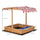 Kids Wooden Sandbox, w/ Adjustable Canopy, Seats, Plastic Basins, for Backyard