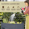 48" Fir Wood Raised Garden Bed with Tool Hooks, Elevated Planter Box Stand with Unique Funnel Design for Backyard, Gray