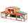 88.5" Wooden Rabbit Hutch Bunny Hutch Guinea Pig House with Removable Tray, Double Ramp and Weatherproof Asphalt Roof for Outdoor, Orange