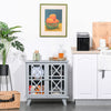 Accent Storage Cabinet Sideboard Serving Buffet Console with Fretwork Doors for Entryway, Kitchen, Dining Area, Living Room, Grey