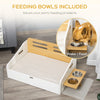 Modern Dog Bed, Furniture Style Pet Sofa, Cat Couch, with Soft Cushion, 2 Feeding Bowls, Handles, for Small Sized Dog