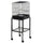 44.5" Metal Indoor Bird Cage Starter Kit With Detachable Rolling Stand, Storage Basket, And Accessories - Black