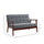 Modern 2-Seat Loveseat Sofa Linen-Touch Fabric Upholstered Tufted Couch with Rubberwood Legs, Grey