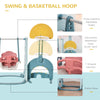 5 in 1 Kids Slide and Swing Set with Basketball Hoop Football Goal Water-fillable Base Toddler Playground Activity Center Indoor Exercise Toy