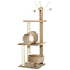 Cat Tree for Indoor Cats Kitty Tower with Scratching Post, Bed, Tunnel, Toys, 16" x 16" x 48", Light Brown