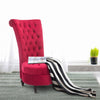 High Back Accent Chair, Upholstered Armless Chair, Retro Button-Tufted Royal Design w/ Padding and Rubberwood Leg for Living Room, Crimson Red