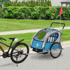 Outdoor Elite Double Child Two-Wheel Bicycle Trailer Cart Cargo with 2 Safety Harnesses - Blue