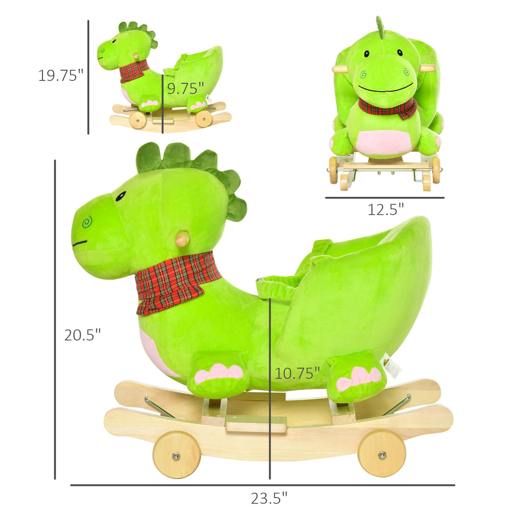 Rocking Horse Toy Kids Interactive 2-In-1 Plush Ride-On Stroller Rocking Dinosaur With Nursery Song Rocking Horse For 18+ Months Toddler