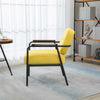 Modern Accent Chairs with Cushioned Seat and Back, Upholstered Velvet Armchair for Bedroom, Living Room Chair with Arms and Steel Legs, Yellow