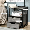 Industrial Side Table, Night Stand with 2 Storage Drawers Accent Piece for Living Room, Bedroom, Grey