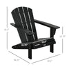 Outdoor HDPE Adirondack Deck Chair, Plastic Lounger with Cup Holder, High Back and Wide Seat, Black