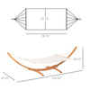 154'' x 47'' Outdoor Hammock, Arch Wooden Hammock with Stand, Single Bed w/ Straps and Hooks, White