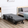 Rollaway Bed, Folding Bed with 3.25" Mattress, Portable Foldable Guest Bed with Adjustable Backrest, and Metal Frame on Wheels, Dark Grey