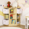 Wooden Kids Cabinet Freestanding Corner Storage Drawer Clothes Organizer Children Bookcase Display Shelf for Bedroom, Natural