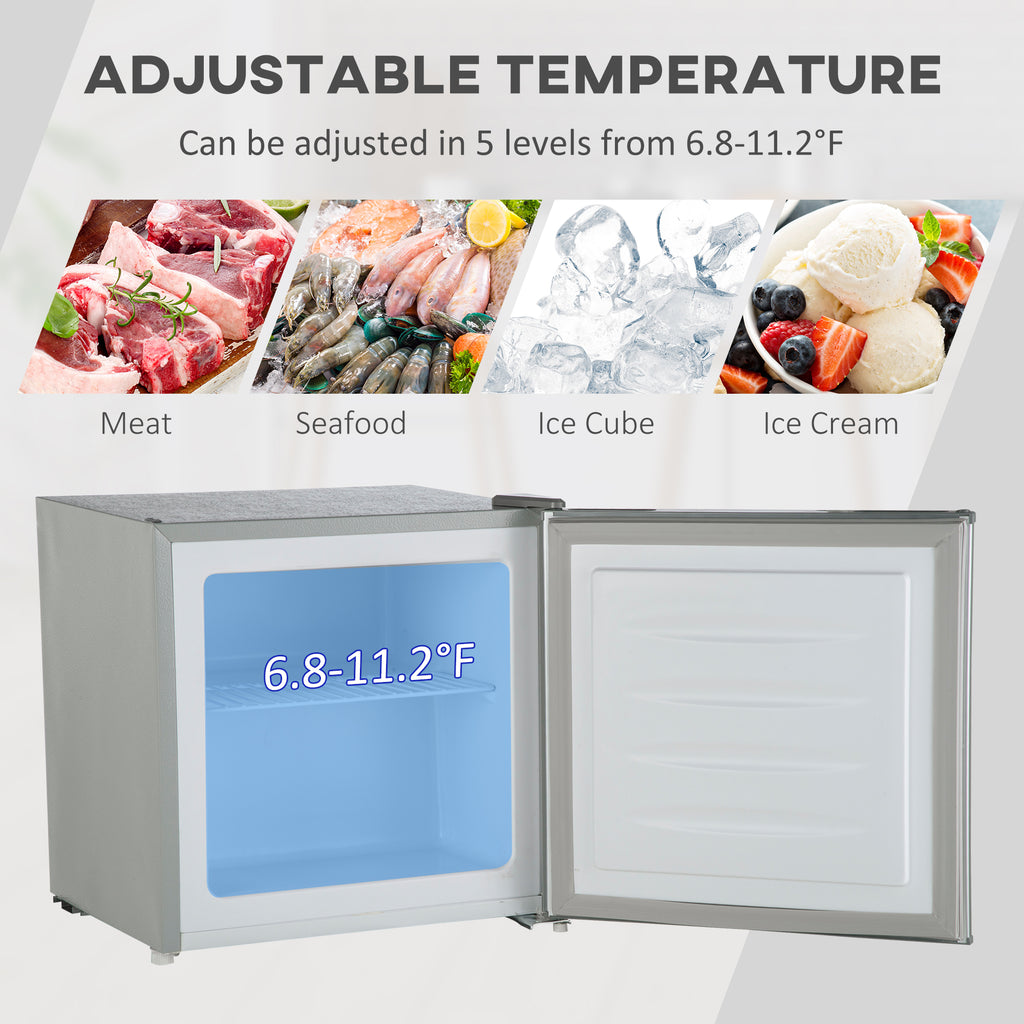 Mini Freezer Countertop, 1.1 Cu.Ft Compact Upright Freezer with Removable Shelves, Reversible Door for Home, Dorm, Apartment and Office, Grey