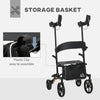 Aluminum Forearm Rollator Walker with 10'' Wheels, Seat and Backrest, Folding Upright Walker with Adjustable Handle Height and Removable Storage Bag, Black