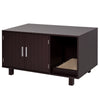 Wooden Cat Litter Box Enclosure & House with Nightstand/End Table Design  Scratcher & Magnetic Doors  Brown