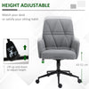 Leisure Office Chair Linen Fabric Swivel Computer Home Study Bedroom with Wheels  Grey