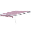 10' x 8' Manual Retractable Awning Sun Shade Shelter for Patio Deck Yard with UV Protection and Easy Crank Opening, Red Stripe