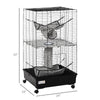 Small Animal Cage Habitat for Ferret with Wheels Hammocks Tunnels and 3 Doors, Black