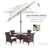 9' 3-Tier Patio Umbrella, Outdoor Market Umbrella with Crank and Push Button Tilt for Deck, Backyard and Lawn, Beige