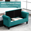 Button-Tufted Storage Ottoman Bench, Upholstered Bed Bench with Rolled Armrests for Bedroom, Living Room or Hallway, Green