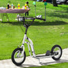 Youth Scooter Front and Rear Caliper Dual Brakes 12-Inch Inflatable Front Wheel Ride On Toy For Age 5+ - White